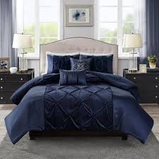 Cobalt Blue Black And Blue Comforter Set 5pc Queen Sondra Velvet Comforter Set Navy Blue Duvet Cover Sets Comforter Sets Jla Home