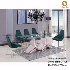 Dining table 6 chairs, including 1 arm chair 1 leaf/extension wood veneer aprox. China 2020 New Design Modern Clear Glass Top Dining Table Set For Home Furniture China Hotel Furniture Luxury Furniture