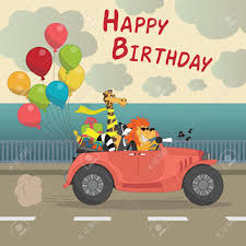 Witzige geburtstag bilder kostenlos zum download für whatsapp. Netter Alles Gute Zum Geburtstag Grusskarte Fur Ein Kind Spass Cartoon Stil Es Gibt Geburtstagsgeschenke Lustige Tiere Im Auto Cabriolet Mit Luftballons Vektor Illustration Lizenzfrei Nutzbare Vektorgrafiken Clip Arts Illustrationen Image 71975909