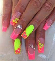 Fluorescent Hawaiian Nails Cute Nails Nail Designs Neon Nails