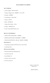 Curriculum vitae atau daftar riwayat hidup menarik. Contoh Surat Riwayat Hidup Kerja Nusagates
