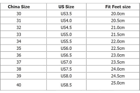 overseas shoe size chart fashion dresses