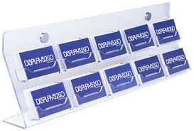 Insert thin paper or card stock to thicker items, press closed. 10 Pocket Acrylic Business Card Holder For Wall Mount Slant Design Clear Business Card Stand Business Card Holders Office Design