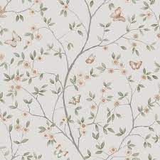 Blomstermala Butterfly Floral Trail 33 L X 20 87 W Wallpaper Roll In 2021 Cottage Wallpaper Wallpaper Wallpaper Roll
