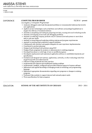 computer programmer resume sample