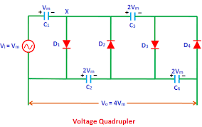 Voltage Quadrupler Inductors Electronics Circuit Circuit Diagram