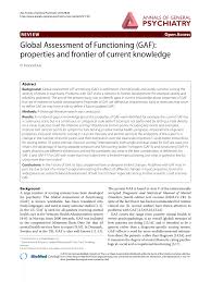 Pdf Global Assessment Of Functioning Gaf Properties And