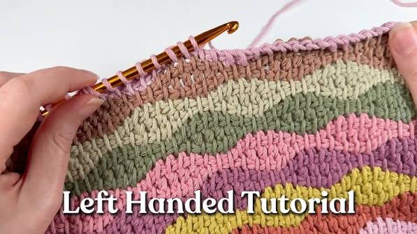 LEFT HANDED How to Crochet the Tunisian Wave Stitch