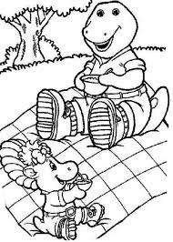 Give your child a break from strict learning by giving them barney coloring sheets. Barney And Baby Bop In Vacation In Barney And Friends Coloring Page Coloring Sun