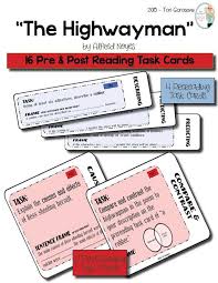 Task Cards The Highwayman Task Cards Reading Task Cards The Tell Tale Heart