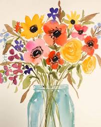 Download Watercolor Flowers In A Mason Jar Video Watercolor Flowers Paintings Flower Art Flower Painting