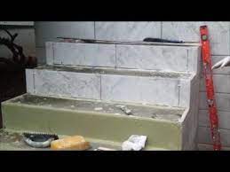 How To Tile An Outdoor Concrete Stairs Part 1 Tile The Vertical Side Step By Step Youtube Concrete Stairs Outdoor Stairs Tile Steps