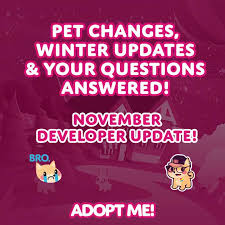 Check spelling or type a new query. Adopt Me On Twitter The November Developer Update Is Here Creativebinlord And Tactful Go Through The Plans For The Upcoming Updates Changes With The Team And More Watch On Youtube