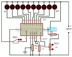 Battery Level Indicator Circuit Using Lm3914 Circuit Diagram Electronics Projects Diy Electrical Projects