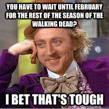 You Have To Wait Until February For The Rest Of The Season Of The Walking Dead I Bet That S Tough Busy Wonka Quickmeme