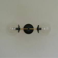 Straight Two Tone Double Wall Sconce Double Wall Sconce Brass Bathroom Lighting Sconces
