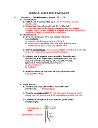 The only part that has contact with external parts of cell. Chapter 8 Cells Their Environment I Section 1 Cell Membrane