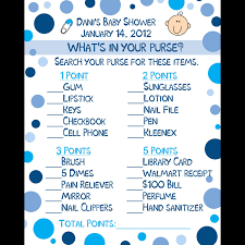 Baby Shower Game Cards What S In Your Purse Game Baby Shower Game Cards Baby Shower Games Personalized Baby Shower