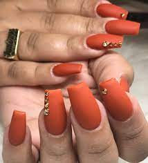 Square Nails Autumn Nails Orange Nails Matte Nails Acrylic Nails Orange Acrylic Nails Orange Nails Matte Nails Design