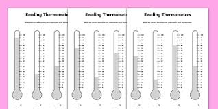 Reading temperatures (easy) student is asked to write. Reading Temperature Thermometers Worksheet Twinkl