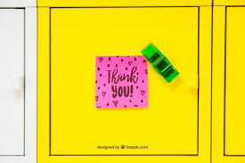Download Free Psd Mockup Of Adhesive Note On Yellow Background