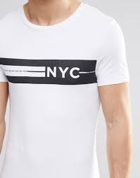 Asos Extreme Muscle T Shirt With Nyc Chest Print At Asos Com Tee Shirt Designs Custom T Shirt Printing Custom Printed Shirts