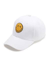White Emoji Embroidery Baseball Cap Embroidery Baseball Caps White Emoji Fashion Cap