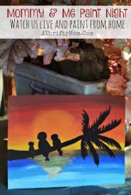 This is a very easy acrylic painting for an absolute beginner. How To Paint With Acrilic Paint Beach Sunset With Birds On A Palm Tree A Thrifty Mom Recipes Crafts Diy And More