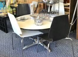 Set Of Four Black And White Chairs On Sale Were 65 Sale Price 43 Round Table Also On Sale 40 Diameter Black And White Chair Mid Century Chair Dining Chairs