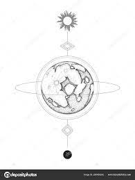 Moon Abstract Drawing Sacred Geometry Tattoo Stock Vector Image By C Kovalto1 290489242