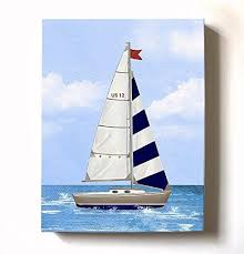 Boy S Sailboat Nursery Art Nautical Nursery Decor Canvas Wall Art Nautical Baby Boy Room Decor Muralmax Interiors Reviews On Judge Me