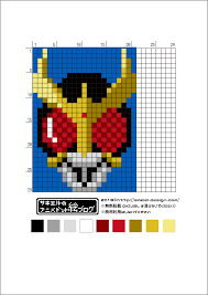 平成仮面ライダーシリーズ 仮面ライダークウガのアイロンビーズ図案 サキエルのアニメドット絵ブログ 図案 クロスステッチ 図案 アイロンビーズ