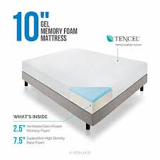 Lucid 10 Inch Gel Memory Foam Mattress Dual Layered Certipur Us Certified 25 Year Warranty Queen Buy It No Mattress Foam Mattress King Size Mattress