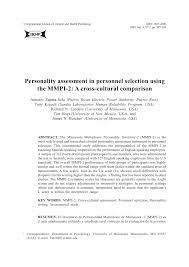 We are a sharing community. Pdf Personality Assessment In Personnel Selection Using The Mmpi 2 A Cross Cultural Comparison
