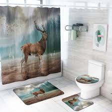 Discover shower curtains in fun and unique prints. Shower Curtain Bathroom Mat Set Skidproof Toilet Mat Cover Bath Rug Set 4 3 1pcs Dataglove Com