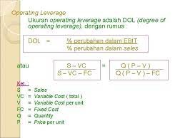 Besar kecilnya leverage operasi dihitung dengan dol (degree of operating leverage) dapat dihitung dengan rumus berikut financial leverage timbul karena adanya kewajiban finansial yang sifatnya tetap (fixed financial charges) yang harus dikeluarkan perusahaan. Modul Manajemen Keuangan Lanjutan Oleh Zainul Muchlas Se