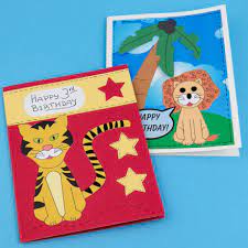 Use rhinestones to make the greeting card extra special. Make Lion And Tiger Birthday Cards For Kids Greeting Card Ideas Aunt Annie S Crafts
