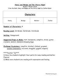 Reader S Theater Script Henry And Mudge And The Starry Night Lesson Plan Lesson Planet Readers Theater Readers Theater Scripts Sentence Activities