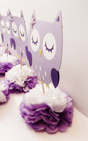 Sweet Purple Owl Centerpieces For Decorating A Baby Shower Or A Kids Themed Party Each Pie Baby Shower Purple Owl Baby Shower Theme Owl Baby Shower