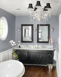 Love The Gray And White With The Dark Wood And Black Vanity Accents Hardwood Floors In The Bathroo Gray Bathroom Decor Gray And White Bathroom Bathroom Decor
