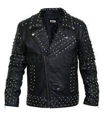 Men Black Cone Spike And Roundhead Studs Leather Jacket Studded Leather Jacket Best Leather Jackets Leather Jacket Men