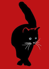 Black Cat In Red Flickr Photo Sharing Cats Illustration Cat Art Black Cat Art