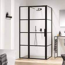 Harbour Status Matt Black Framed Easy Clean 8mm Shower Door With Inline Panel Optional Side Panel In 2020 Shower Doors Square Shower Enclosures Shower Cubicles