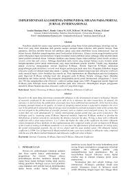 Semakin banyak kita publish di jurnal international maka kita. Pdf Implementasi Algoritma Improved K Means Pada Portal Jurnal Internasional