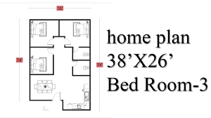 America's best house plans has a large collection of small floor plans and tiny home designs. House Plan Design 3 Bedroom 1000 Sq Ft Home Plan 38 X26 In Autocad Youtube
