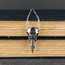 Raven Skull Necklace Bird Skull Pendant Silver Crow Skull Witchy Choker Raven Totem Necklace Pagan Choke Raven Skull Necklace Skull Pendant Skull Necklace