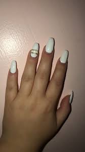 White Acrylic Nails With Two Gold Stripes On Ring Finger White Acrylic Nails Gold Nails Acrylic Nail Designs