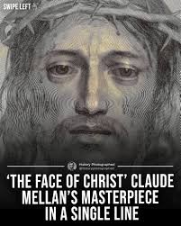In 1649, French engraver Claude Mellan created one of the most astonishing  works in art history, The Sudarium of Saint Veronica, also known as The  Face of Christ. What makes this engraving