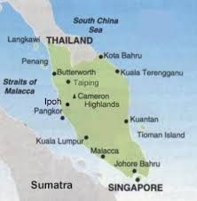 The map shows malaysia and neighboring countries with international borders, the national capital kuala lumpur, governorate capitals, major cities, main roads, railroads, and major the capital city is ipoh. Map Of Peninsular Western Malaysia
