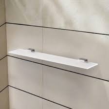 Stylish glass & chrome finishes. Glass Bathroom Shelves Thebathoutlet